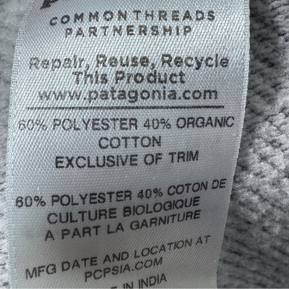 Patagonia Cloud Stack Grey Full Zip Hoodie Thumbholes Size Medium - Picture 10 of 12